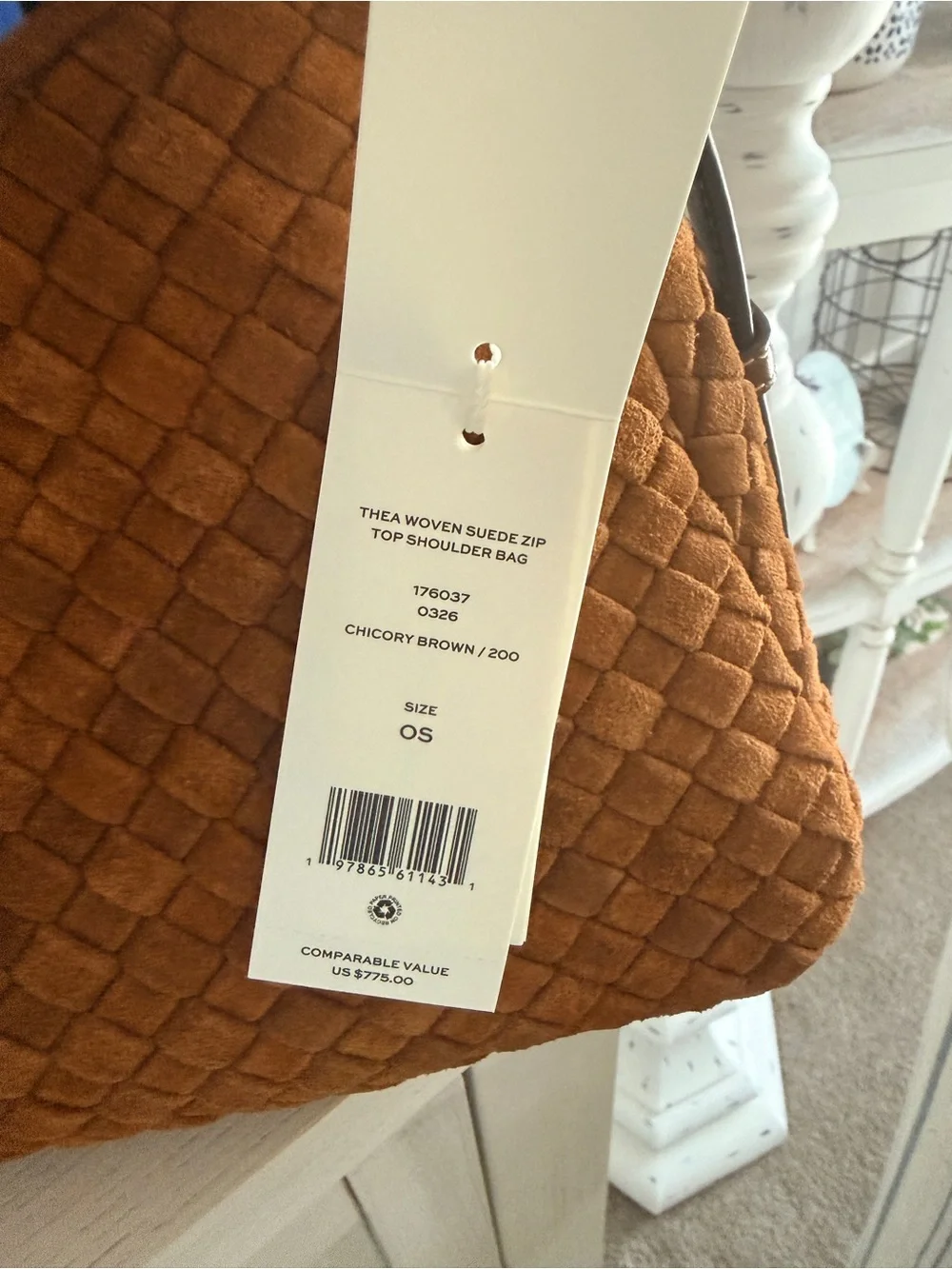Tory Burch Woven Shoulder Bag in Chestnut Brown with Ivory Wallet